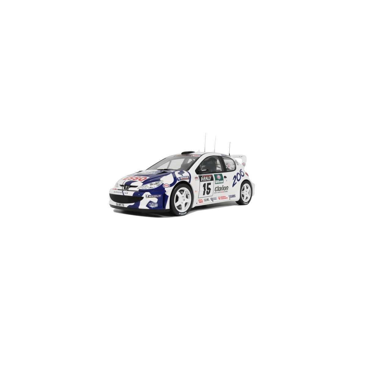 Miniatura OTTO MOBILE G081 MINIATURE PEUGEOT 206 WRC TOUR DE CORSE 1999 HERVE ET GILLES PANIZZI 1/12