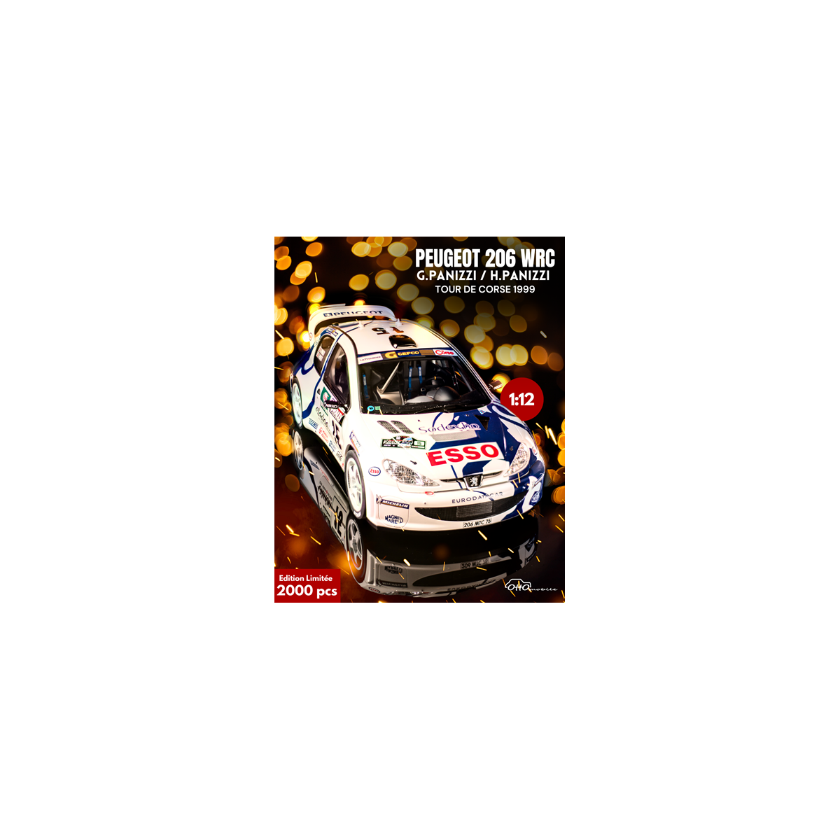 OTTO MOBILE G081 MINIATURE PEUGEOT 206 WRC TOUR DE CORSE 1999 HERVE ET GILLES PANIZZI 1/12