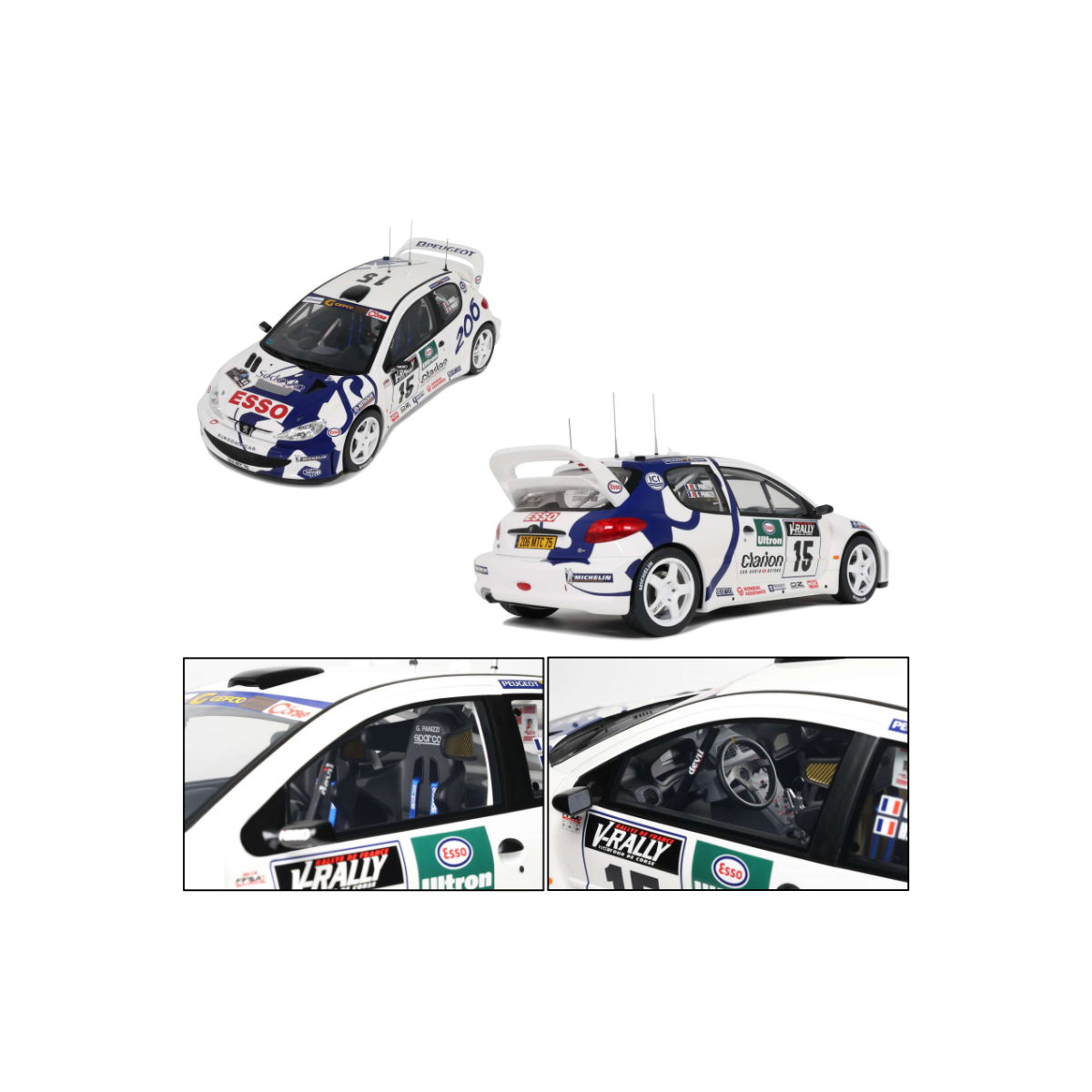 OTTO MOBILE G081 MINIATURE PEUGEOT 206 WRC TOUR DE CORSE 1999 HERVE ET GILLES PANIZZI 1/12