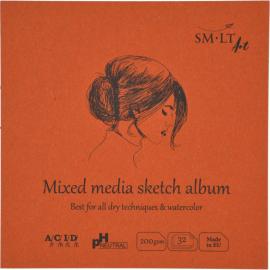  SM-LT Square Drawing Book 180° Mixed Media 14x14cm -32 sheets -200gsm