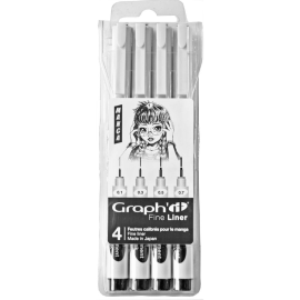  GRAPH'IT Pack of 4 Fine Liners Black - MANGA