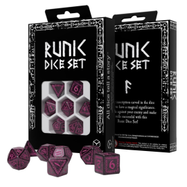  Runic Dice Set - Black Glitter & Magenta