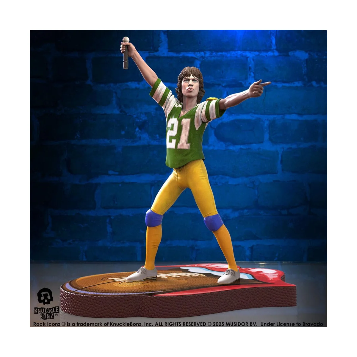 KNBZ-RSMJ81GR100 Rolling Stones - Rock Iconz Mick Jagger US Tour 1981 statuette (Green Jersey) 22 cm