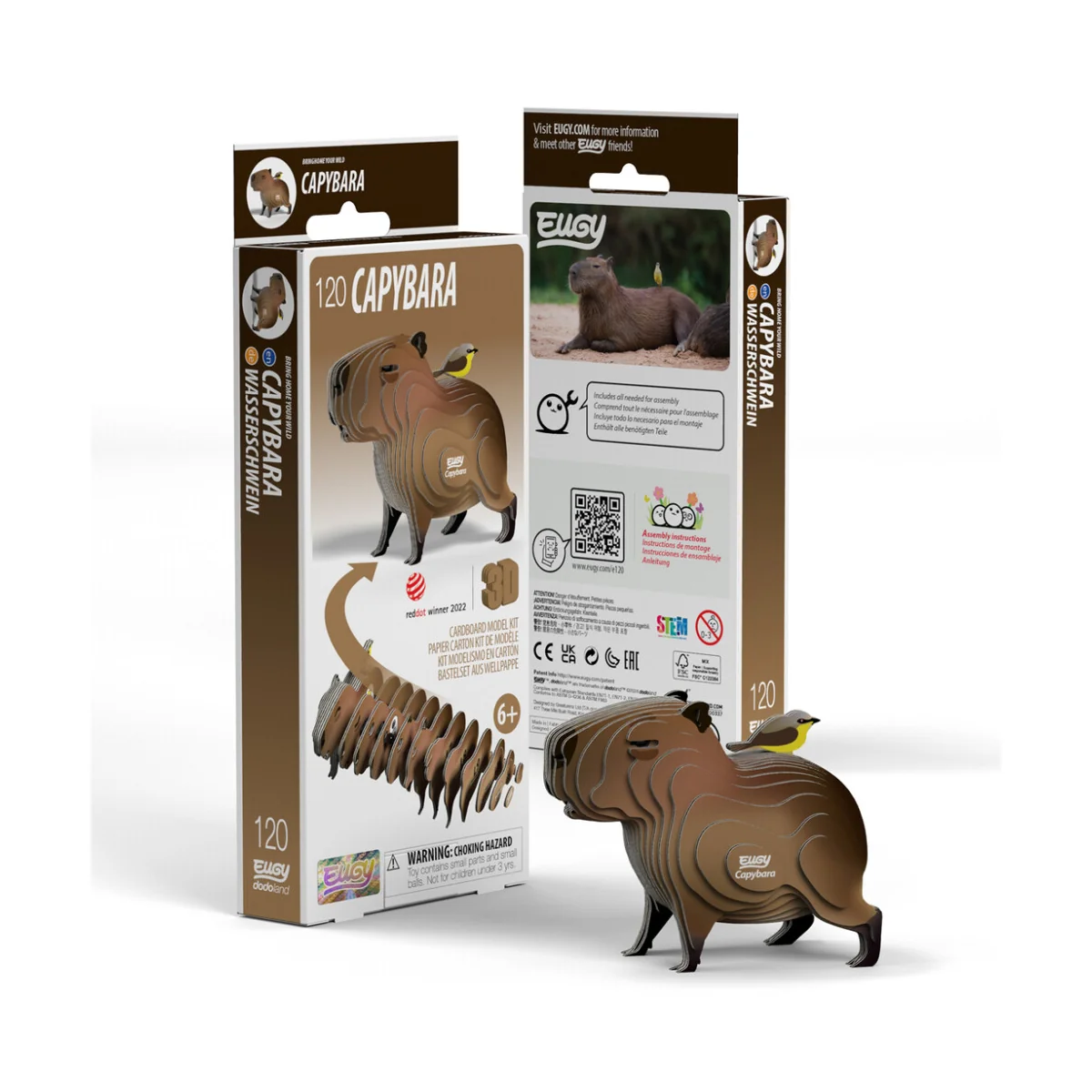 Modelo 3D Eugy: ANIMAL SALVAJE / CAPIBARA 7,6x4,1x6,2cm, cartón, en caja, 6+