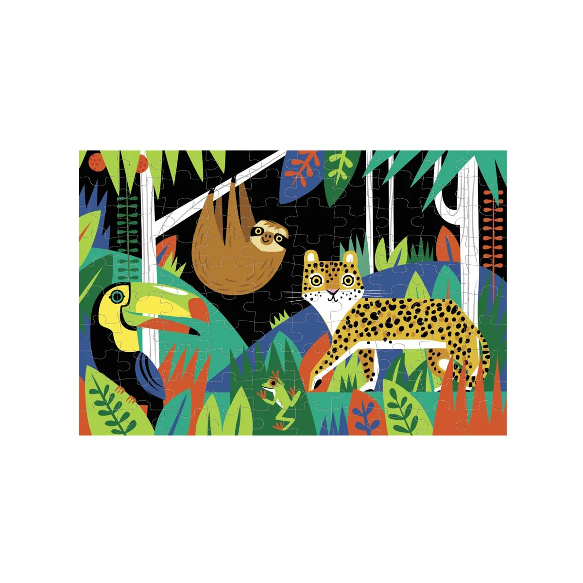 DA-3534746 Rompecabezas Mudpuppy: Selva tropical que brilla en la oscuridad 45 x 30 cm, 100 piezas, en una caja 19 x 13 x 9 cm, 