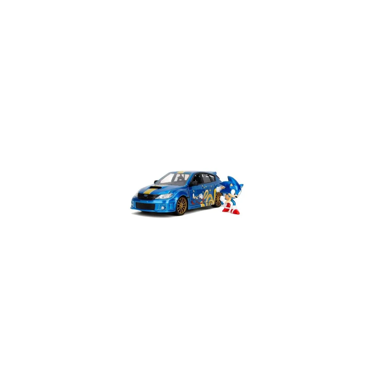  1:24 SUBARU IMPREZA WRX STI W/SONIC FIGURE BLUE HOLLYWOOD RIDES 2012
