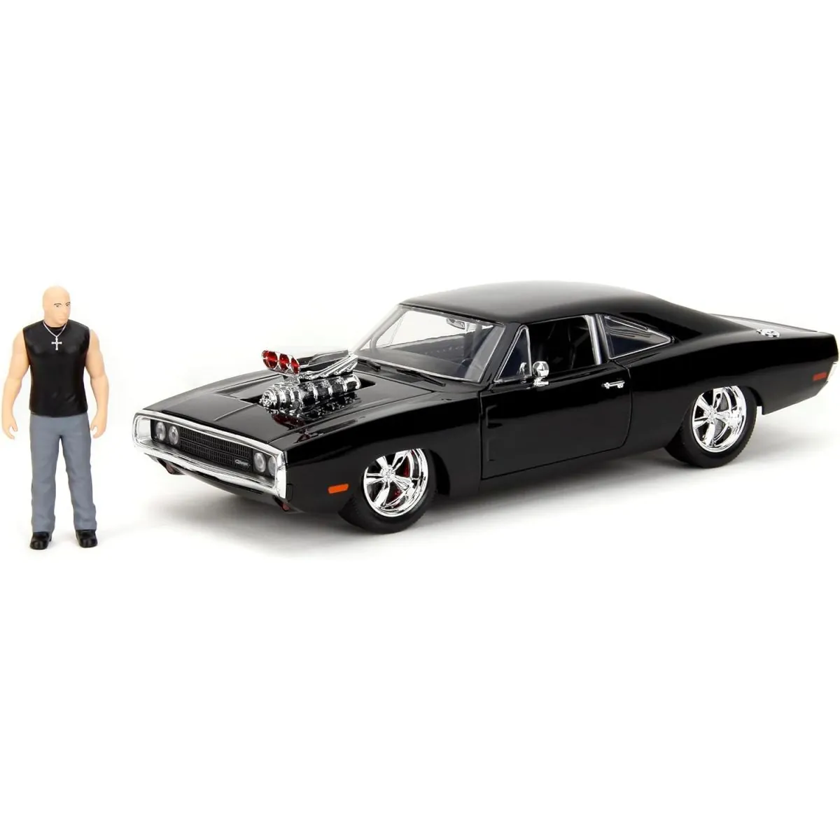 Coche en miniatura 1:24 DODGE CHARGER W/DOM TOERETTO FIGURE BLACK FF 1970