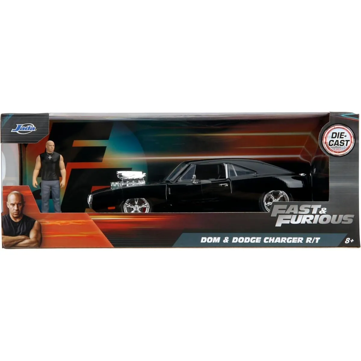 1:24 DODGE CHARGER W/DOM TOERETTO FIGURE BLACK FF 1970