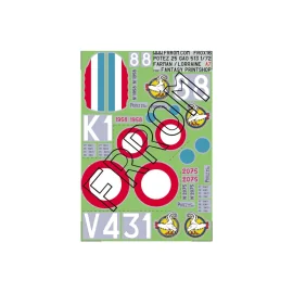  Calcomanía FRROM FR0X16 POTEZ 25 GAO 513 (CLERMONT-FERRAND), LORRAINE AND FARMAN AIRCRAFT DECALS (SIZE A7).