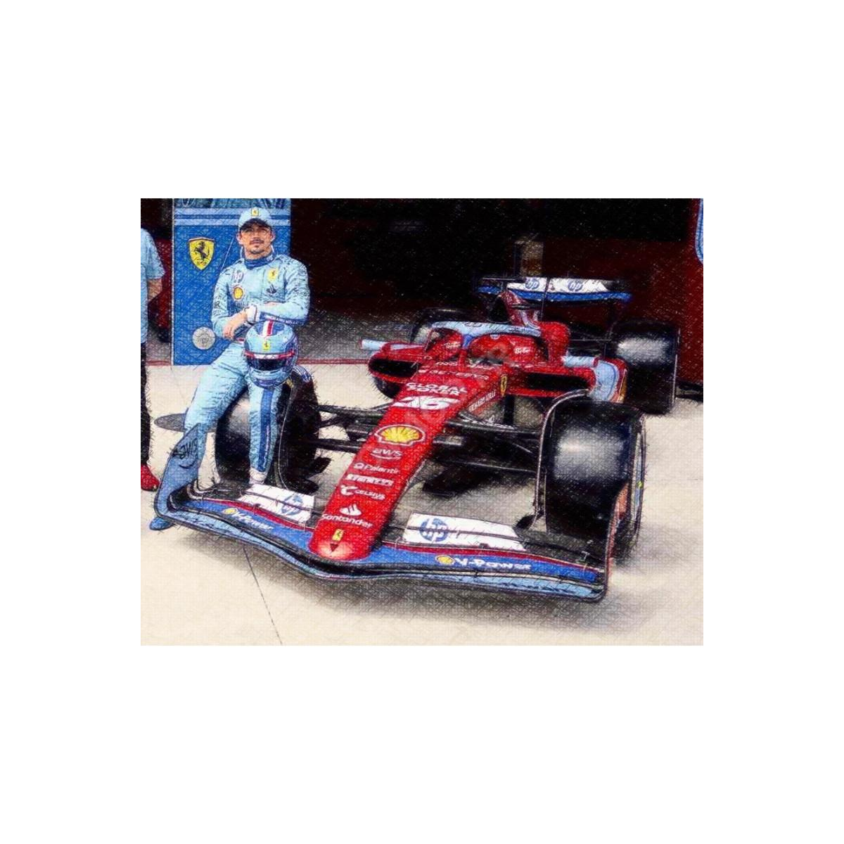 Miniatura FERRARI F1 SF-24 TEAM SCUDERIA FERRARI 16 CHARLES LECLERC GRAND PRIX MIAMI 2024 3RD (PREMIUM PACKAGING WITH HELMET)