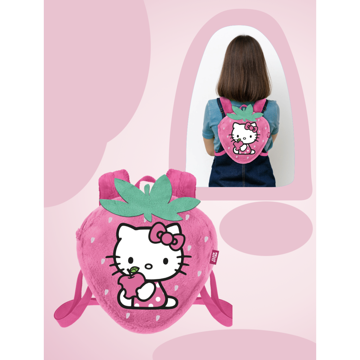 HELLO KITTY - Strawberry - Mini Fur Backpack '25x22x12cm'