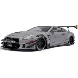  NISSAN GT-R (R35) W/ LIBERTY WALK BODY KIT TYPE 2.0 GREY 2024 1/18