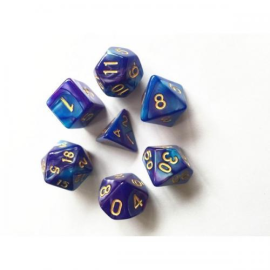  HDB-20 Set of 7 Boxed Dice – Blue and Dark Purple Fusion