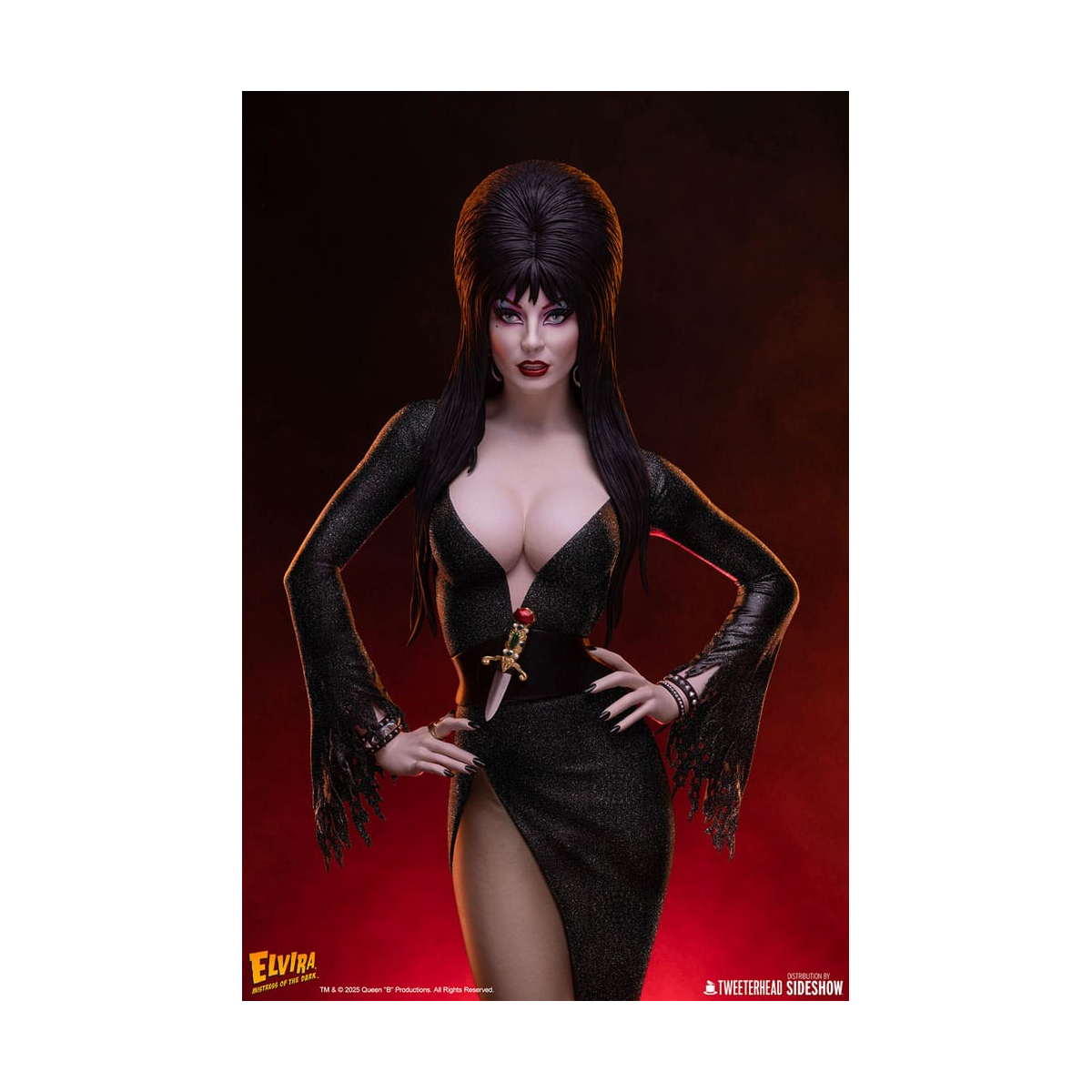 TWTH9127343 Elvira: Mistress of the Dark statuette 1/4 Elvira (Black Glitter Dress) 48 cm