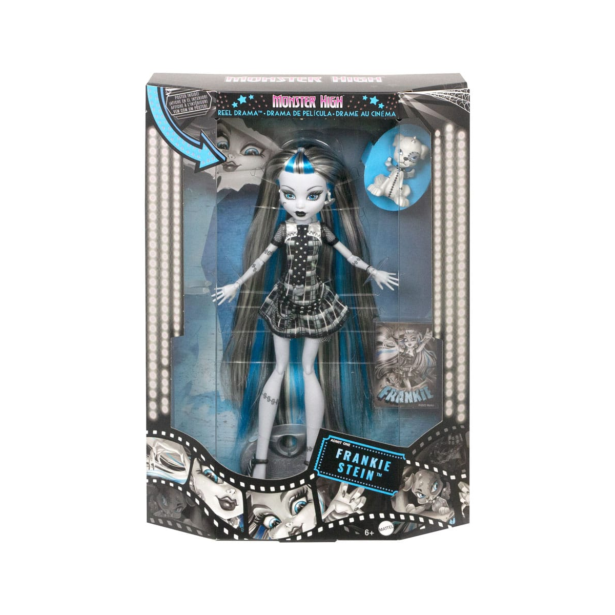 Muñecas Monster High Reel Drama Frankie Stein Doll in Black and White
