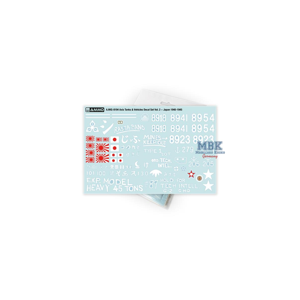  Axis Tanks&Vehicles Decal Set Vol. 2-Japan 1940-45