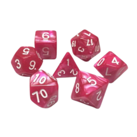  Set of 7 Multi-Size Dice in Box – Pearly Rose Red