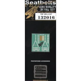 Grumman F6F-3/F6F-3N/F6F-5/F6F-5N Hellcat seat belts. 2 sets of fabric belts with etched buckles (for Trumpeter kits)