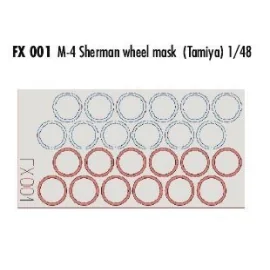 Sherman M4 wheel masks (diseñado para ser ensamblado con maquetas de Tamiya) (hecho de la cinta Kabuki amarillo producido en Jap