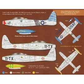 Republic F-84E/G Thunderjet (2) USAF 49-2299 36th FWB Col Robert L.Scott CO Germany 1952; French 23023 11-TX EC 3/11 1955.