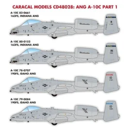 Guardia Nacional Aérea de Warthog A-10C - ANG actual ANG marcas A-10C para Arkansas (184FS), Idaho ANG (190FS), Indiana ANG (163