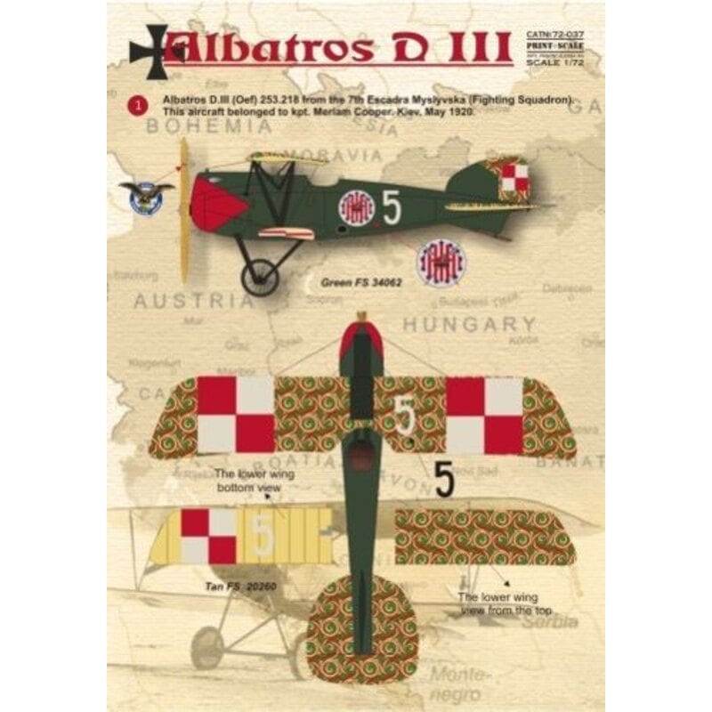 Albatros D.III. Albatros D.lll (Def) 253,218 from the 7th escadra Myslyvska (Fighting Sguadron) . This aircraft belonged to Kpt. Albatros D.III. Albatros D.lll (Def) 253,218 from the 7th escadra Myslyvska (Fighting Sguadron) . This aircraft belonged to Kpt.