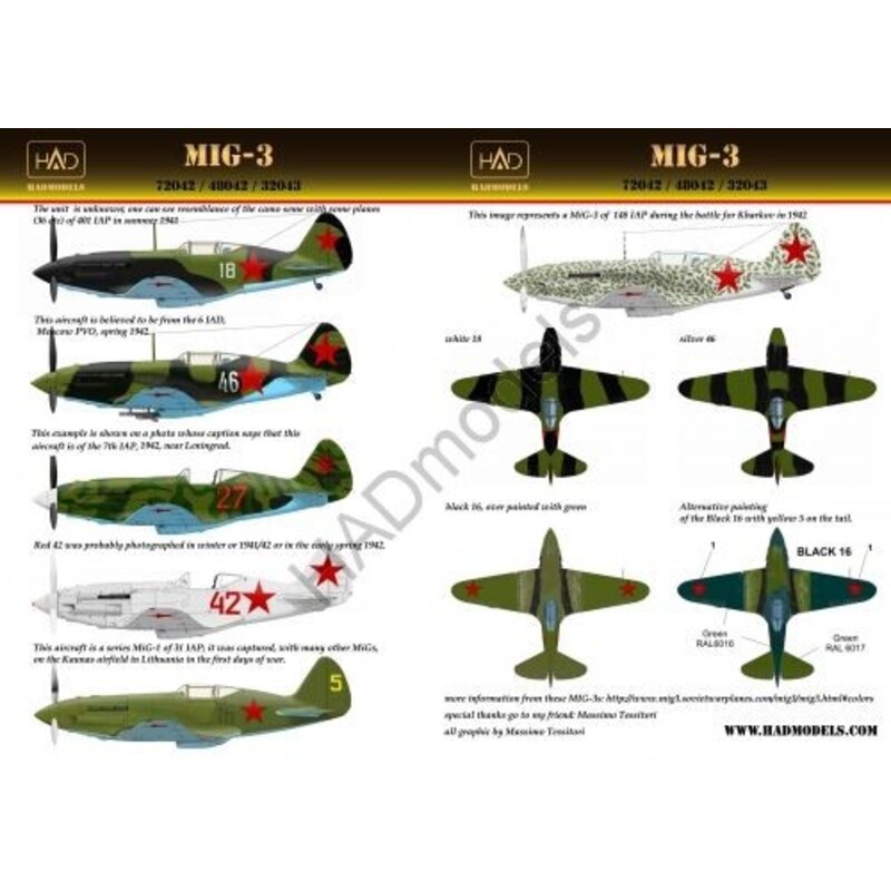 Mikoyan MiG - 3 (plata 46 blanco 18 negro 16 rojo 42 , rojo 27 ) Mikoyan MiG - 3 (plata 46 blanco 18 negro 16 rojo 42 , rojo 27 )