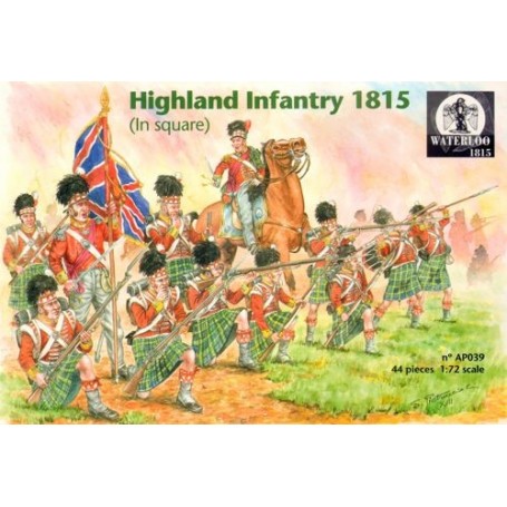 Highland (escocés) Infantería 1815. 4 oficiales montado. 4 abanderados y 36 figuras de infantería 30 + figuras de infantería