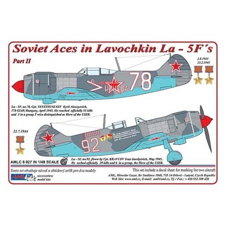  Calcomanía Ases soviéticos en Lavochkin La-5F y aguda - s. II 2 versiones calcomanía Parte