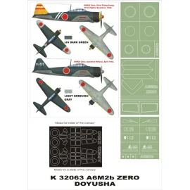 Máscaras insignias Mitsubishi A6M2 Zero 2 máscara de canopy (exteriores e interiores) + 3 (diseñado para ser la agricultura con 
