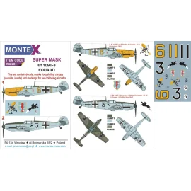 Messerschmitt Bf 109E-3 febrero máscara canopy (exterior e interior) + 2 insignia máscaras + calcas (diseñado para ser la agricu