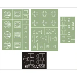 Máscaras insignias Macchi C.205 2 máscaras de canopy (exteriores e interiores) + 3 (diseñado para ser agricultura con Pacific Co
