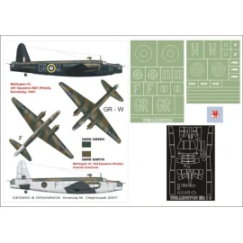 Vickers Wellington Mk.IC 1 máscara de canopy (exterior) + 3 insignias máscaras + calcomanías (diseñado para ser agricultura con 