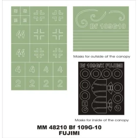Máscaras máscaras Messerschmitt Bf insignias 109G-10 febrero dosel (exteriores e interiores) + 2 (diseñado para ser la agricultu