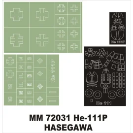 Heinkel He 111P 1 máscaras dosel (exterior) + 2 máscaras de las insignias (diseñado para cultivando con kits Hasegawa)