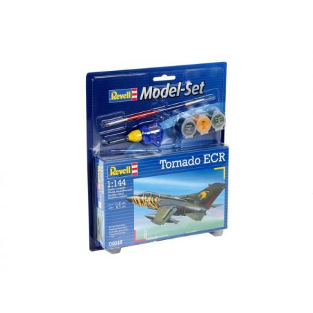 Maqueta de avión Tornado Ecr Model Set - box containing the model, paints, brush and glue