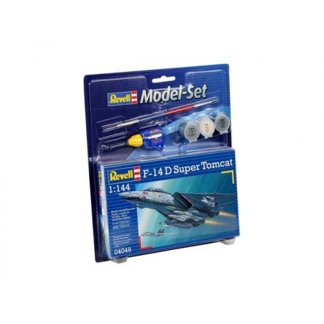 Maqueta de avión F14D Super Tomcat Model Set - box containing the model, paints, brush and glue
