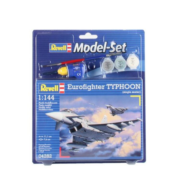 Maqueta de avión Eurofighter Typhoon Set - box containing the model, paints, brush and glue