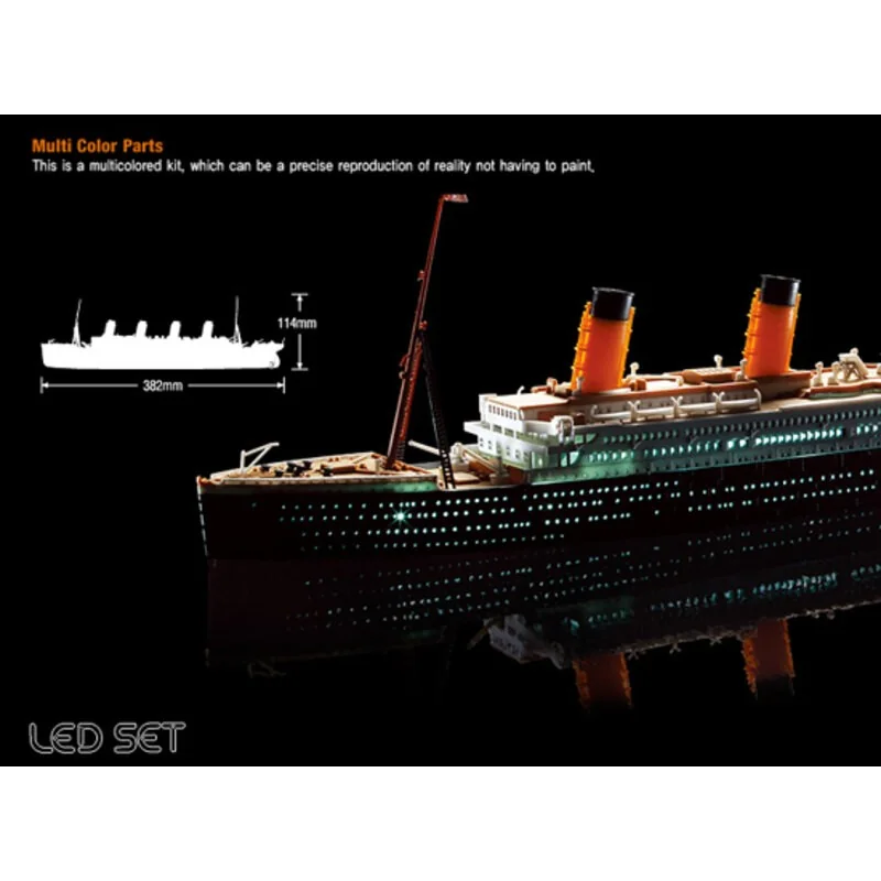 RMS Titanic + LED setUpper cubierta y la cabina de iluminación effectMCP (Colorido piezas) LED unit.Display de pie con la baterí