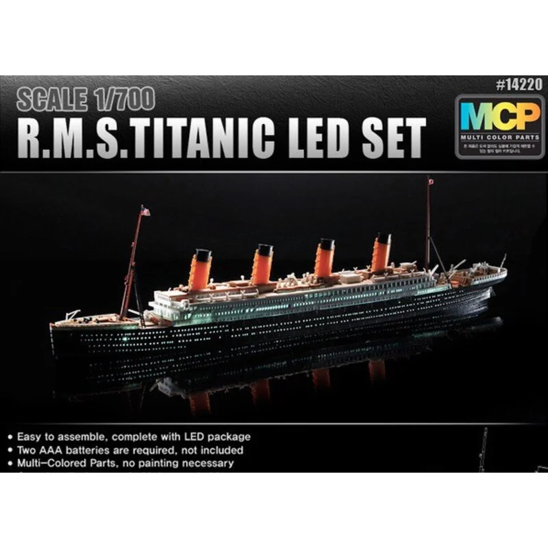 RMS Titanic + LED setUpper cubierta y la cabina de iluminación effectMCP (Colorido piezas) LED unit.Display de pie con la baterí
