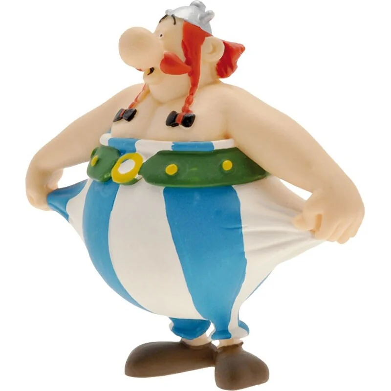 Figurita Astérix el Galo Minifigura Obelix sujetandose el pantalon 8 cm Figurita Astérix el Galo Minifigura Obelix sujetandose el pantalon 8 cm